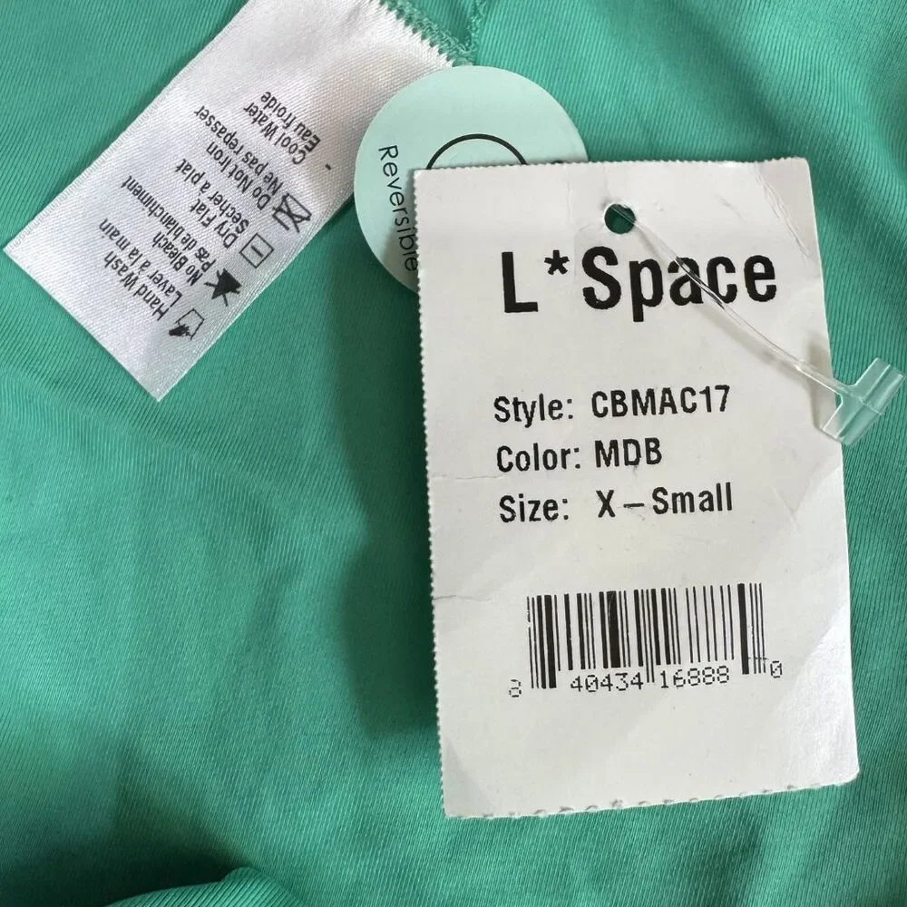 L*SPACE Mia Bikini Bottom XS Reversible Blue Green Colorblock NWT